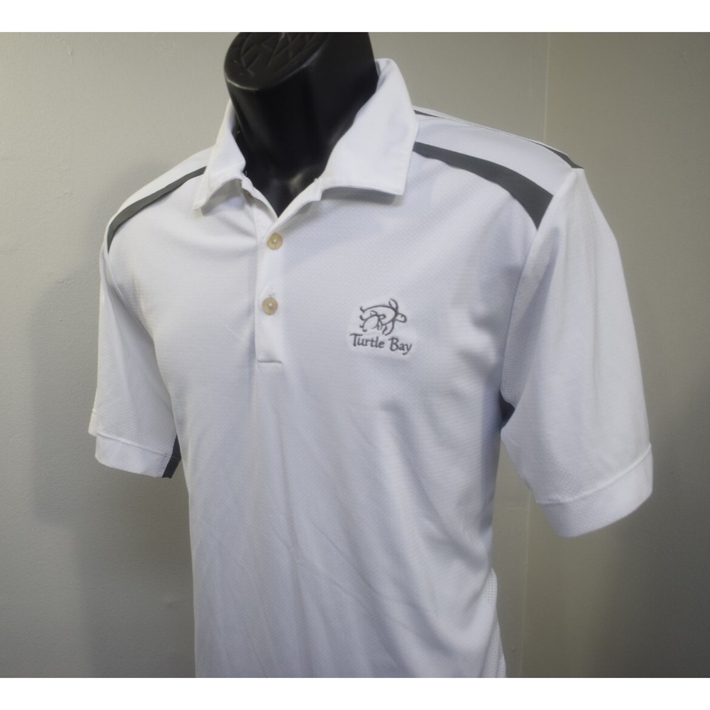 Nike Golf Polo Turtle Bay Dri Fit Performance White Short Sleeve Mens Size Small